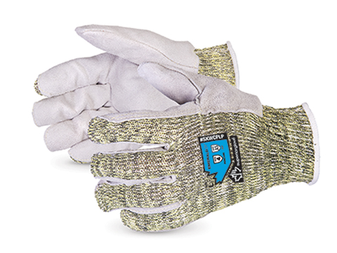 #SKWCPLP - Superior Glove® Emerald CX® 7-gauge Kevlar® Stainless-Steel Cut Resistant String Knit Work Glove w/ Leather Palm